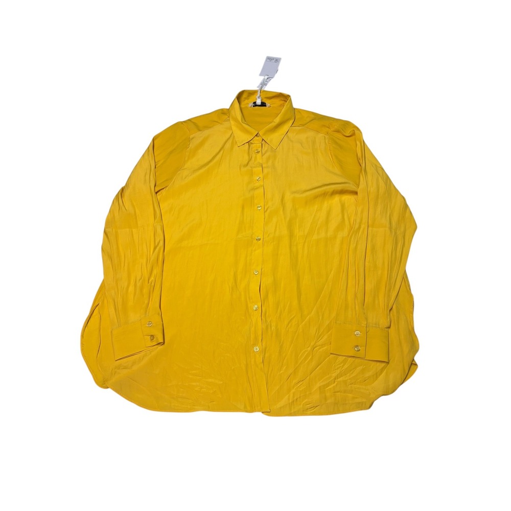 NWT Rose + Olive Mustard Yellow‎ Button Down Shirt XL Two Way Wear Long Sleeve